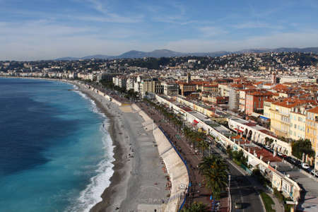 Nice, France - beach and town viewの写真素材