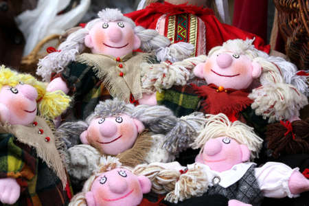 Funny hand made dolls on the market. Tallinn, Estoniaの写真素材