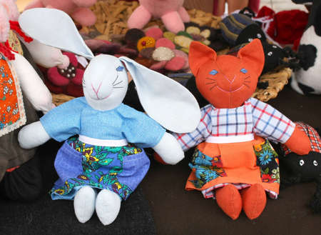 Funny hand made dolls on the market. Tallinn, Estoniaの写真素材