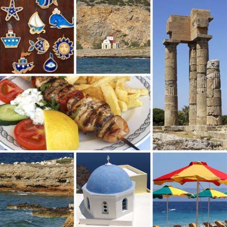 Travel in Greece - vacation, collageの写真素材