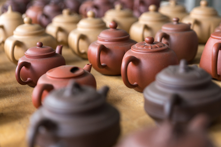traditional chinese ceramic clay teapotsの写真素材