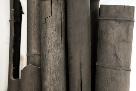 blackened carbon bamboo charcoalの写真素材