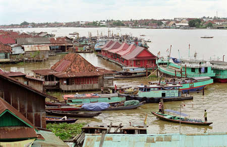 The river life in Palembang. South Sumatra, Indonesia.の写真素材