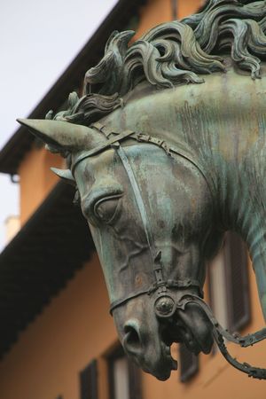 bronze horse head (Italy)の写真素材