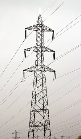 pylon, high voltage line and small green corner  France 