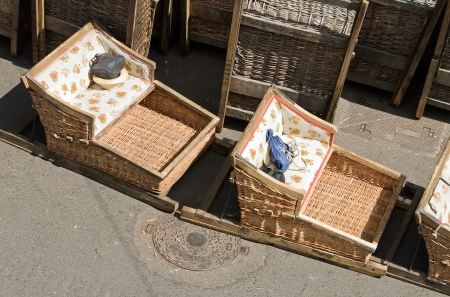 rattan sleigh Monte, ready for a new descent  Madeira の写真素材