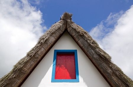 thatched roof of a typical house of Madeiraの写真素材