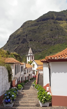 Village of Sao Vicente, church at the bottom of staircases  Madeira の写真素材