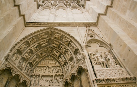 Cathedral St Etienne, portal, Auxerre  Burgundy France のeditorial素材