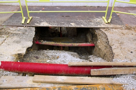 Works on the pipes, the underfloor heatingのeditorial素材