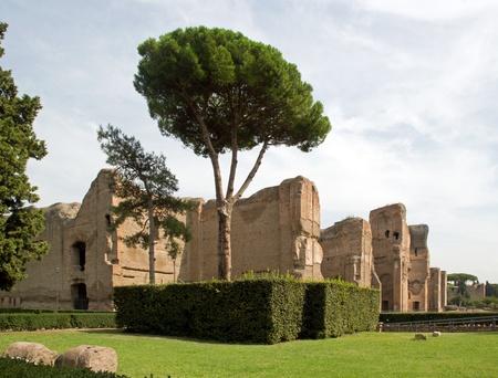 Thermal baths of caracalla, antique ruins, Rome Italyの写真素材