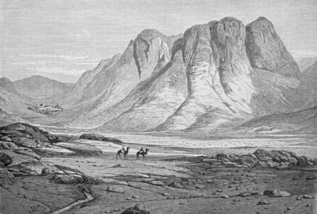 Massif of the Sinai, hatches holy Catherine, old engraving by Pottin on 1864 のeditorial素材