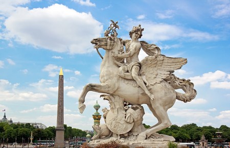 Mercury riding Pegasus the Tuileries statue of Coysevox Paris Franceの写真素材