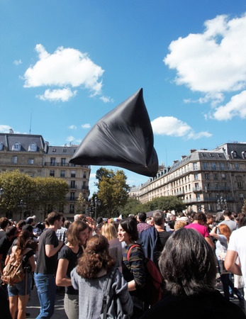 Walking for the climate - Up for the climate. Ecological demonstration. Paris France Saturday, September 08th, 2018.のeditorial素材