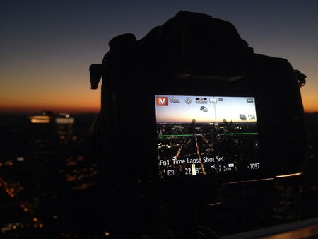 taking time lapse pictures from Frankfurt Germanys financial capital during a summer night. from the main towerの素材