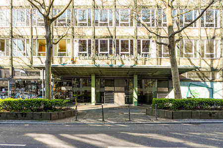 Coronavirus lockdown. Frankfurt, Germany. April 5, 2020. Closed entrance of buildings with shops during pandemic lockdown.のeditorial素材
