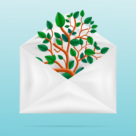 Eco concept. Green tree in paper envelope.のイラスト素材