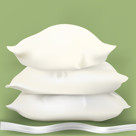 Three white pillows with ribbon. Illustrationのイラスト素材