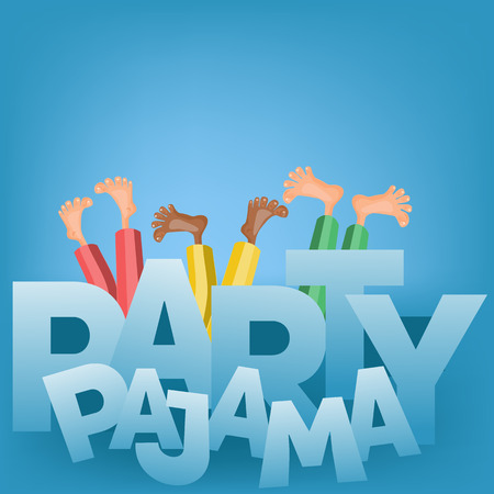 Illustration of boys having pajama slumber party. Vector cardのイラスト素材