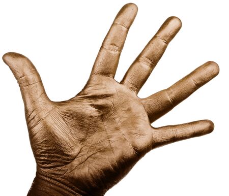 Hand gesture isolated on white backgroundの写真素材