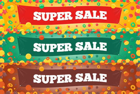 Three Super Sales Banners for web designのイラスト素材
