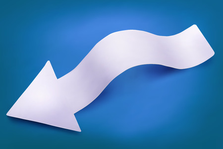 Paper twisted realistic arrow with shadow. Vector eps 10のイラスト素材