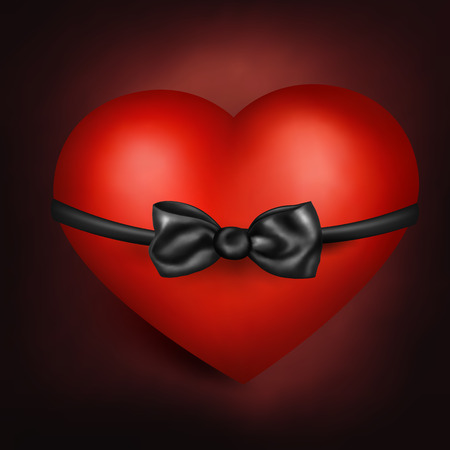 Valentine heart with black bow concept Vectorのイラスト素材