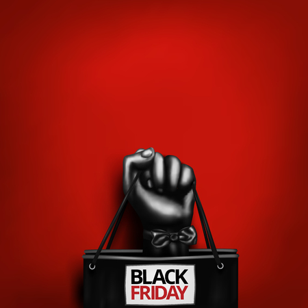Black Friday sale banner with human hand gestureのイラスト素材