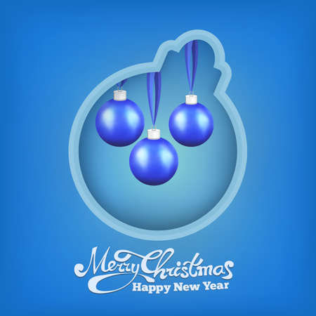 New year christmas card with lettering. Vector illustrationのイラスト素材