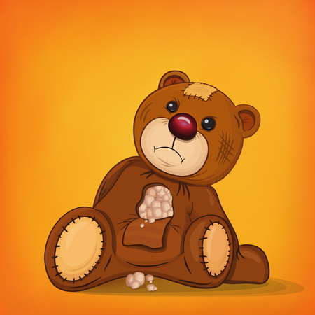 Sad brown injured teddy bear. のイラスト素材