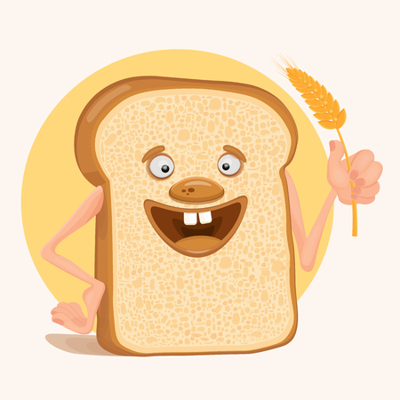 Bread snack funny cartoon character.のイラスト素材