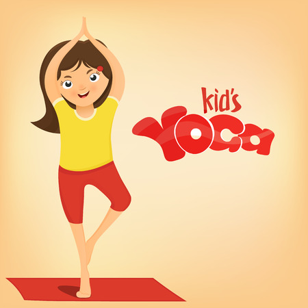 Smiling girl make yoga exercise.のイラスト素材