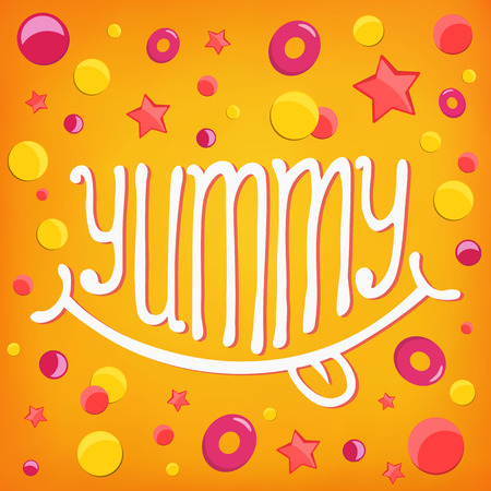 Smiley icon. Yummy log lettering concept.のイラスト素材
