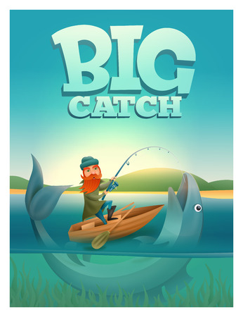 Big catch concept poster card. Vector illustration.のイラスト素材