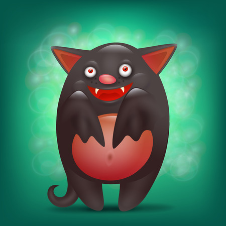 Funny cartoon halloween smiliey bat character. Vector illustrationのイラスト素材