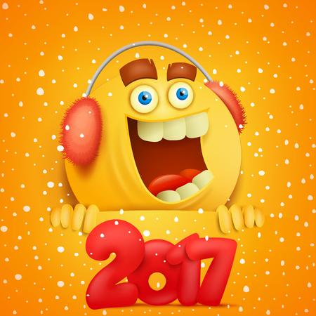 Emoticon funny character in red earmuffsvector illustrationのイラスト素材