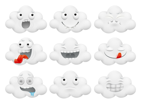 Set of cloud cartoon characters.のイラスト素材