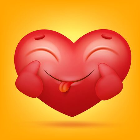 Smiley emoji heart cartoon character icon. Vector illustrationのイラスト素材