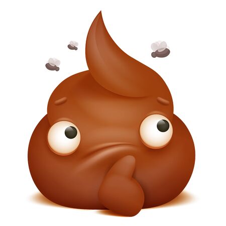 Thoughtful emoji poo cartoon character icon.のイラスト素材