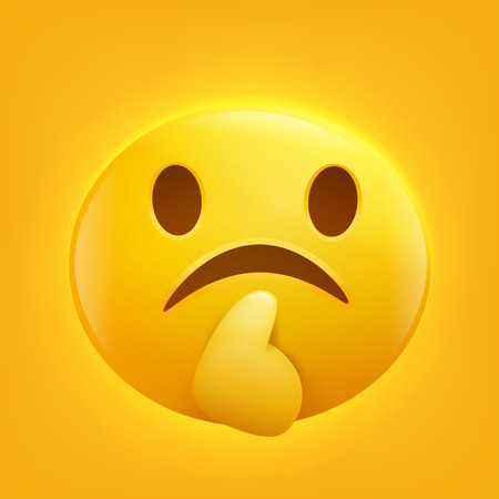 Sad yellow smiley emoji emoticon icon.のイラスト素材