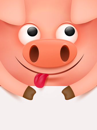 Lucky Pig. Chinese New Year. Invitation card cover template. Vector illustrationのイラスト素材