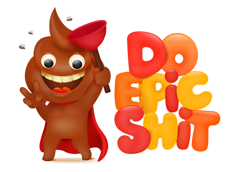 Do epic shit concept card with poo cartoon emoji character. Vector illustrationのイラスト素材