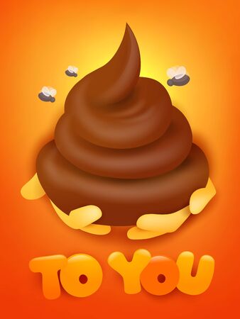 Hand give emoji poop concept card template. Vector illustrationのイラスト素材