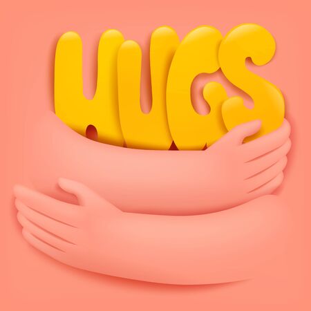 Hugging day international holiday greeting card with hugs title. Vector illustrationのイラスト素材