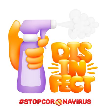 Coronavirus sterilization with disinfection spray. Stop coronavirus. Vector illustrationのイラスト素材