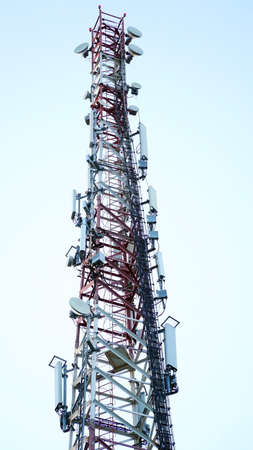 Telecommunication tower of 4G and 5G cellular. Base Station or Base Transceiver Station. Wireless Communication Antenna Transmitter. nの写真素材