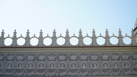 castle decoration elements. Gothic arches against the background of the sky. Elements of architecture, ancient arches, columns, windows and openings. Polandの写真素材