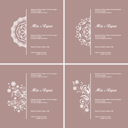 Set of Vector Half Ornament Frame. Vector illustrationのイラスト素材