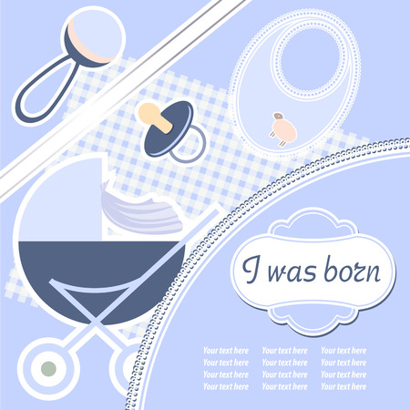 Baby boy announcement card. Vector illustrationのイラスト素材