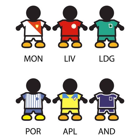 Set of Footbal/Soccer team players. Vector illustration.のイラスト素材